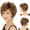 WIG-330 Ladies Fluffy Short Curved Head Set Chemical Fiber Wig(Brown+Gold Yellow)
