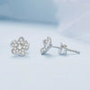 BSE855 Sterling Silver S925 White Gold Plated Full-set Zircon Flower Stud Earrings