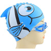 Ear Protection Small Fish Pattern Diving Cap Children Silicone Swimming Cap(B)