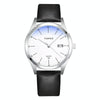 YAZOLE 560 Leather Strap Quartz Movement Waterproof Men Watch(White+Black)