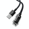 Baseus Gem Transparent 2.4A USB to 8 Pin Fast Charging Data Cable, Length:2m(Black)