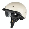 SOMAN Motorcycle Half Helmet Adjustable Helmet With Inner Mirror, Size: M(White)