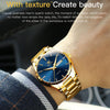 OLEVS 6898 Men Waterproof Luminous Steel Watch Band Quartz Watch(Gold Black)