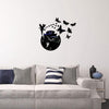 Butterfly Star 3D Acrylic Stereo Living Room Bedroom Decorating Mirror Wall Clock(Black)