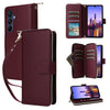 For Samsung Galaxy A16 Nine-card Slots Zipper Wallet Bag Leather Phone Case(Wine Red)