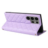 For Samsung Galaxy S25 Ultra 5G Crossbody Rhombic Sucker Leather Phone Case(Purple)