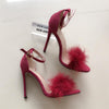 Plush Peep-Toe High Heels, Size:43(Wine Red)