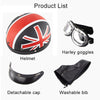 Soman Electromobile Motorcycle Half Face Helmet Retro Harley Helmet with Goggles(Matte Black Italy NO.76)