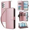 For Samsung Galaxy A73 5G Nine-card Slots Zipper Wallet Bag Leather Phone Case(Rose Gold)