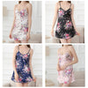 V-neck Backless Daffodils Short Sling Nightdress, Size:S(Black)