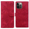 For iPhone 12 Pro Lace Floral Embossed Magnetic Buckle Leather Phone Case(Red)