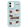 For iPhone 12 Skin Feeling Jelly TPU Hybrid PC Phone Case(Striped Dachshund Light Green)