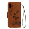 For iPhone X / XS Pressed Flowers Butterfly Pattern Horizontal Flip Leather Case with Holder & Card Slots & Wallet & Lanyard(Brown)