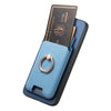 For Samsung Galaxy A25 Retro Cross Leather Ring Vertical Insert Card Bag MagSafe Phone Case(Blue)