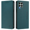 For Samsung Galaxy M33 5G Global RC01 Dual-Folded Magnetic Suction RFID Leather Phone Case(Dark Green)