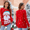 Women Santa Pullover Sweater Alphabet Embroidered Knit Sweater, Size: XXL(Red)