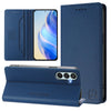 For Samsung Galaxy M35 5G RC01 Dual-Folded Magnetic Suction RFID Leather Phone Case(Dark Blue)