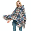 Spring Autumn Winter Checkered Pattern Hooded Cloak Shawl Scarf, Length (CM): 135cm(DP3-01 Black)