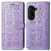 For ASUS Zenfone 10 Cat and Dog Embossed Leather Phone Case(Purple)