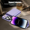 For iPhone 11 Pro Three Fold Card Bag Phone Case with Long Lanyard(Purple)
