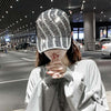 Rhinestone Personality Cap Women Spring And Summer Baseball Cap All-Match Hat, Size:M56-58cm(Black)