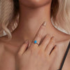 S925 Sterling Silver Ocean Blue Crown Opal Ring, Size: No. 7
