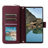 For Samsung Galaxy S24 Ultra 5G Nine-card Slots Zipper Wallet Bag Leather Phone Case(Wine Red)