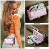 For Samsung Galaxy S25 5G CaseMe C36 Card Slots Zipper Wallet RFID Anti-theft Leather Phone Case(Pink)