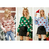 Autumn and Winter Christmas Ladies Sweater Sheath Knit Top, Size: L(Red)