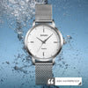 SKMEI 1528 Simple Fashion Lady Watch Casual Netting Scale(Silvery)