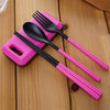 3 in 1 ABS Folding Dinnerware Cutlery Fork Chopsticks Set with Storage Box Outdoor Camping Hiking Traveling Tableware Set(Green)