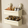 Suction Cup Wall Mounted Bathroom Shelf Drainage Detachable Storage Rack Hanging Basket, Style: 2 Layers Large Cream