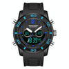 SANDA 3106 Dual Digital Display Men Outdoor Sports Luminous Shockproof Electronic Watch(Black Blue)