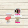 3 PCS Barbie Doll House Plastic Accessories Set Wash Basin Toilet