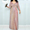 Chameleon Fabric Mopping Sexy Deep V Hot Gold Dress, Size:XL(Pink)
