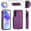 For Samsung Galaxy S24 5G Double Flap Zipper RFID Leather Phone Case with Short Lanyard(Dark Purple)