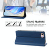 For iPhone 7 / 8 / SE 2022 RC01 Dual-Folded Magnetic Suction RFID Leather Phone Case(Dark Blue)