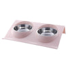 Large Pink Sloped Pet Bowl - Anti-Spill Stainless Steel
