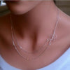 Women Fashion Lovely Chic Long Silver Sweater Chain Pendant Necklaces(Leaf and bird)
