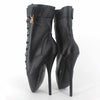 Ballet Pumps Spike Heel Black Lace-Up Pointed Toe Shoes, Size:36(Bright Black)
