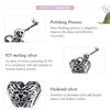 S925 Sterling Silver Heart-shaped Retro Pattern Beaded DIY Bracelet Loose Beads