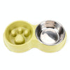 Slow Feed Cat Bowl, Anti-Choke Stainless Steel, Green