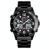 SKMEI 1538 Multi-Function Time Large Dial Steel Belt Men  Casual Sports Electronic Watch(Black-Steel Belt)