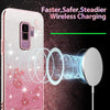 For Samsung Galaxy S9+ Gradient Glitter Flower All-inclusive Phone Case(Pink)