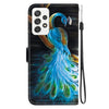 For Samsung Galaxy A52 4G / 5G Crystal Texture Colored Drawing Leather Phone Case(Peacock)