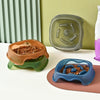 Slow Feed Pet Bowl, Grey, Square, Anti-Gulping Dog & Cat Bowl