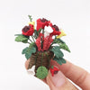 1:12 Mini House Toy Pocket Ornaments Simulation Woven Basket Red Rose(Red)