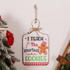 Christmas Gingerbread Man Decoration Wooden Sign Ornaments Store Welcome Pendant(White)