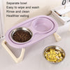 Collapsible Double Pet Bowl, Purple, Raised, Anti-Spill, Cat & Dog