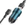 BOROFONE BZ19 Wisdom Dual USB Ports Car Charger with USB to 8 Pin Cable(Blue)